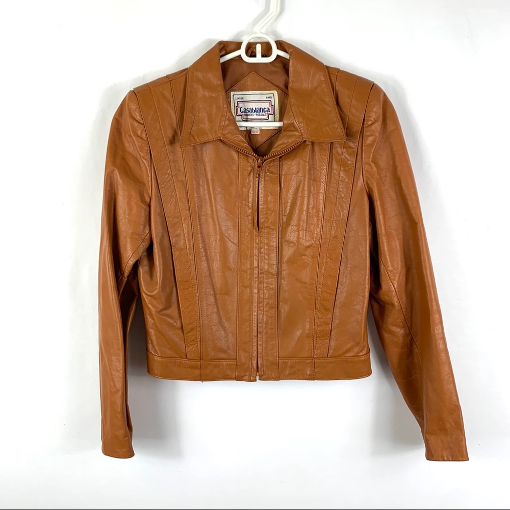 Juniors Vintage Casablanca Brown Leather Jacket